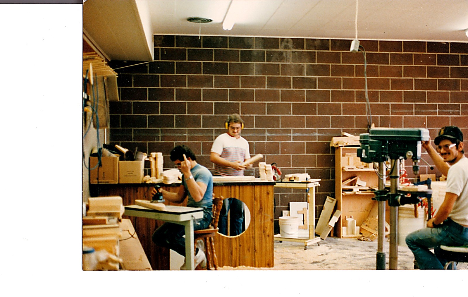 The crew working in the Mazenod shop, 1987